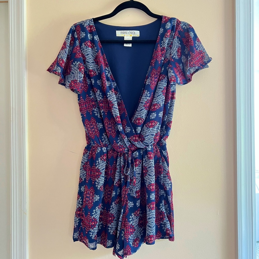 One piece blue shorts dress